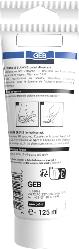 Graisse blanche GEB sans savon remarquable contact alimentaire 125ml
