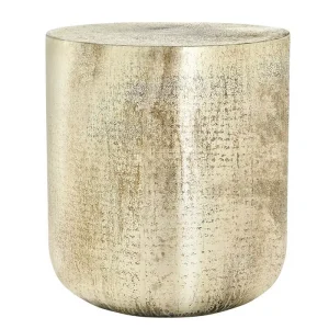 Pièce Lourde Table D'Accent - 22"H / Bout De Tambour En Fer MéTal Doré Antique