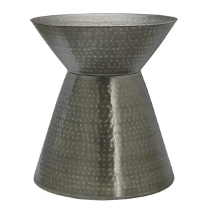 Équipement de transport Table D'Accent - 22"H / Bout De Tambour En Fer MéTal Gris Argent