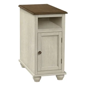 Sécurité commerciale Table D'Accent - 24"H / Blanc Antique / Placage Espresso