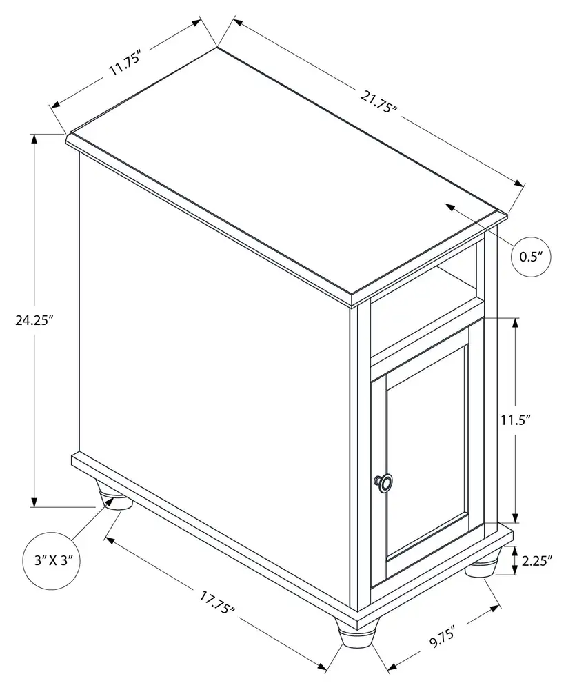 Sécurité commerciale Table D'Accent - 24"H / Blanc Antique / Placage Espresso