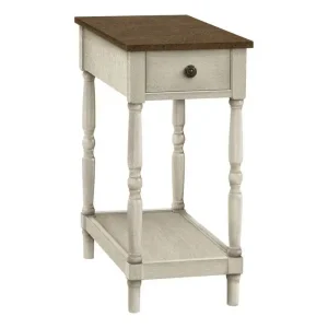 Table D'Accent - 24"H / Blanc Antique / Placage Espresso avec 3 ans de garantie