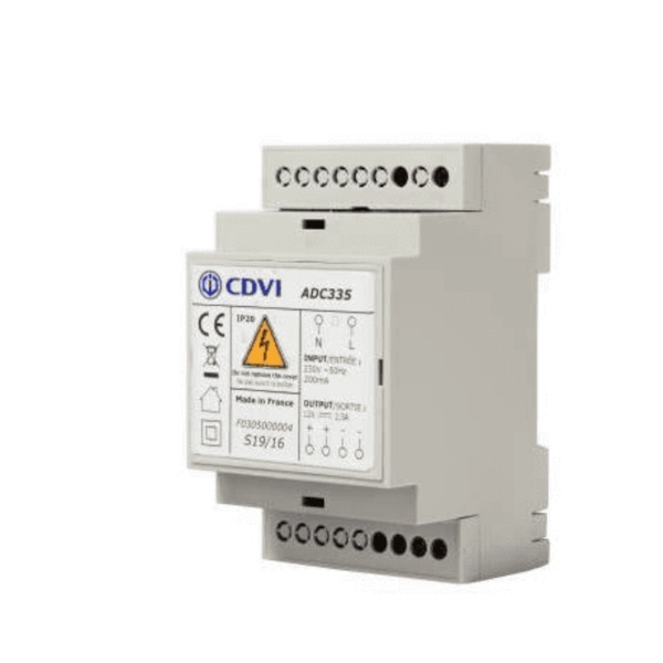 Alimentation électrique pour contrôle d'accès ADC335 230 V - Tension de sortie : 12 V - Intensité : 3,5 - CDVI