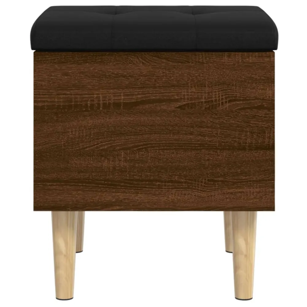 Banc banquette de rangement avec coussin d'assise noir 42 x 42 x 46 cm bois d'ingénierie couleur chêne marron DEC024737