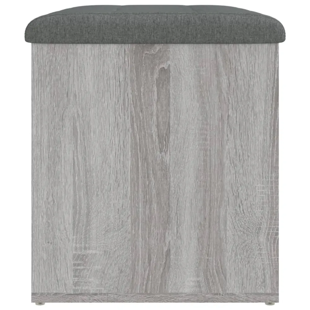Banc banquette de rangement avec coussin d'assise gris 62 x 42 x 45 cm bois d'ingénieriecouleur sonoma gris DEC024802