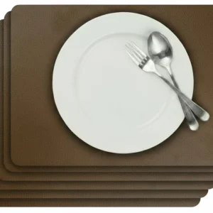 Cosy & Trendy Placemats Cuir grainé Look Lead Gray 43 x 30 cm - 6 Stuks