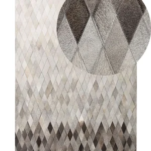 Cowhide Area Rug 140 x 200 cm Blanc pur and Grey MALDAN