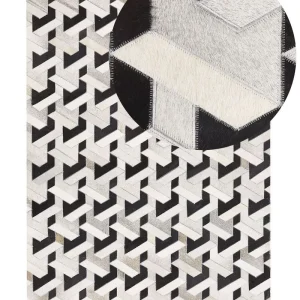 Cowhide Area Rug 140 x 200 cm Noir jais and Grey NARMAN