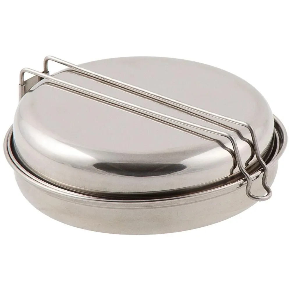 Ensemble de casseroles de camping en acier inoxydable de 5 pièces de marque MFH pour la randonnée et le trekking