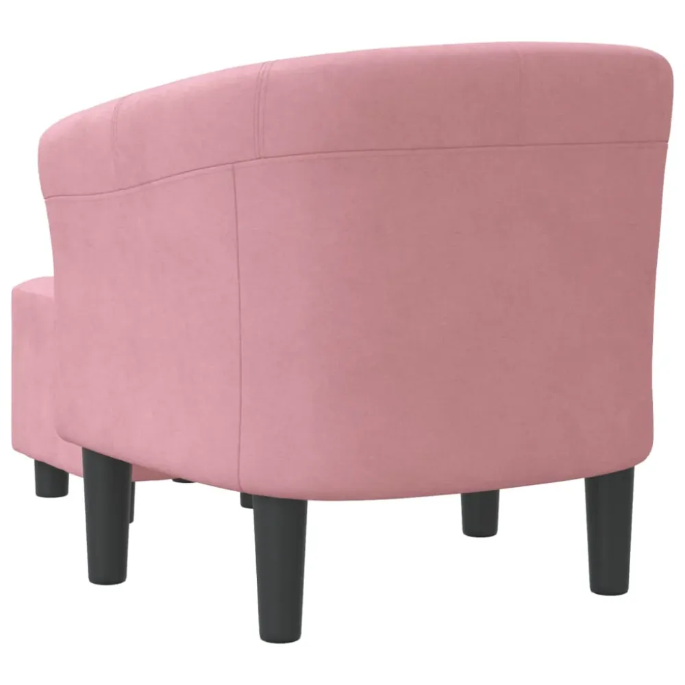 Fauteuil lounge assise confortable design novateur avec repose-pieds en velours rose DEC026432