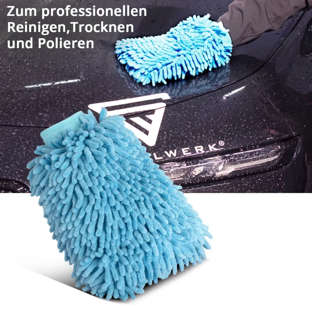 Gant de lavage de voiture en acier dans le gant de nettoyage CHENILLE 5 x 28 cm à 5 x 28 cm | Éponge de microfibre | Tissu...