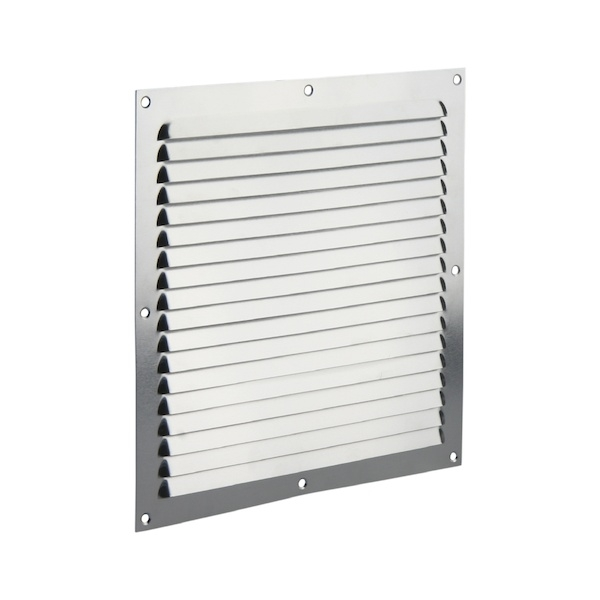 Grille d'ération métallique estampée 436 en applique - Hauteur : 250 mm - Largeur : 250 mm - Finition : argent - Sans...