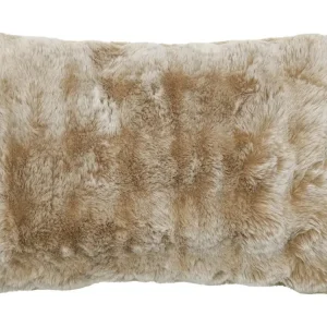 Housse de coussin en tissu synthétique fausse fourrure 55x80 cm ASTRAKAN marron camel