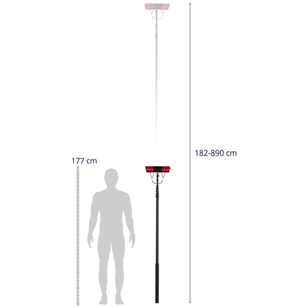 Lave vitre télescopique professionnel avec alimentation en eau pour panneaux solaires et fenêtres 1820 - 8900 mm aluminium...