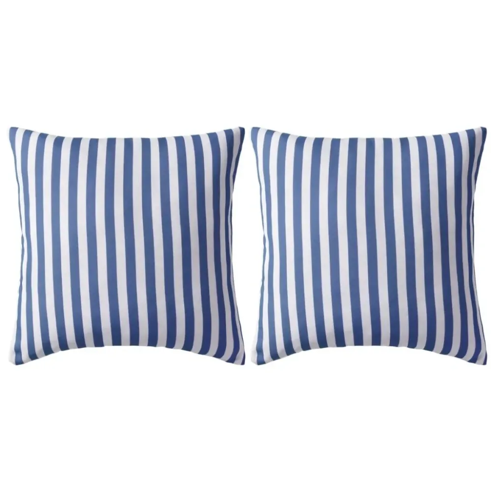 Lot de 2 coussins oreiller pour extérieur décoration jardin 45 x 45 cm rayure bleu DEC020106