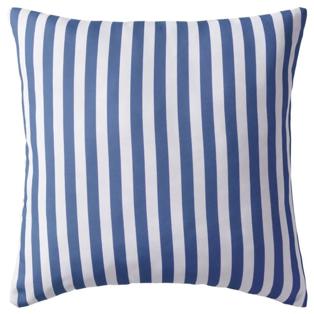 Lot de 2 coussins oreiller pour extérieur décoration jardin 45 x 45 cm rayure bleu DEC020106