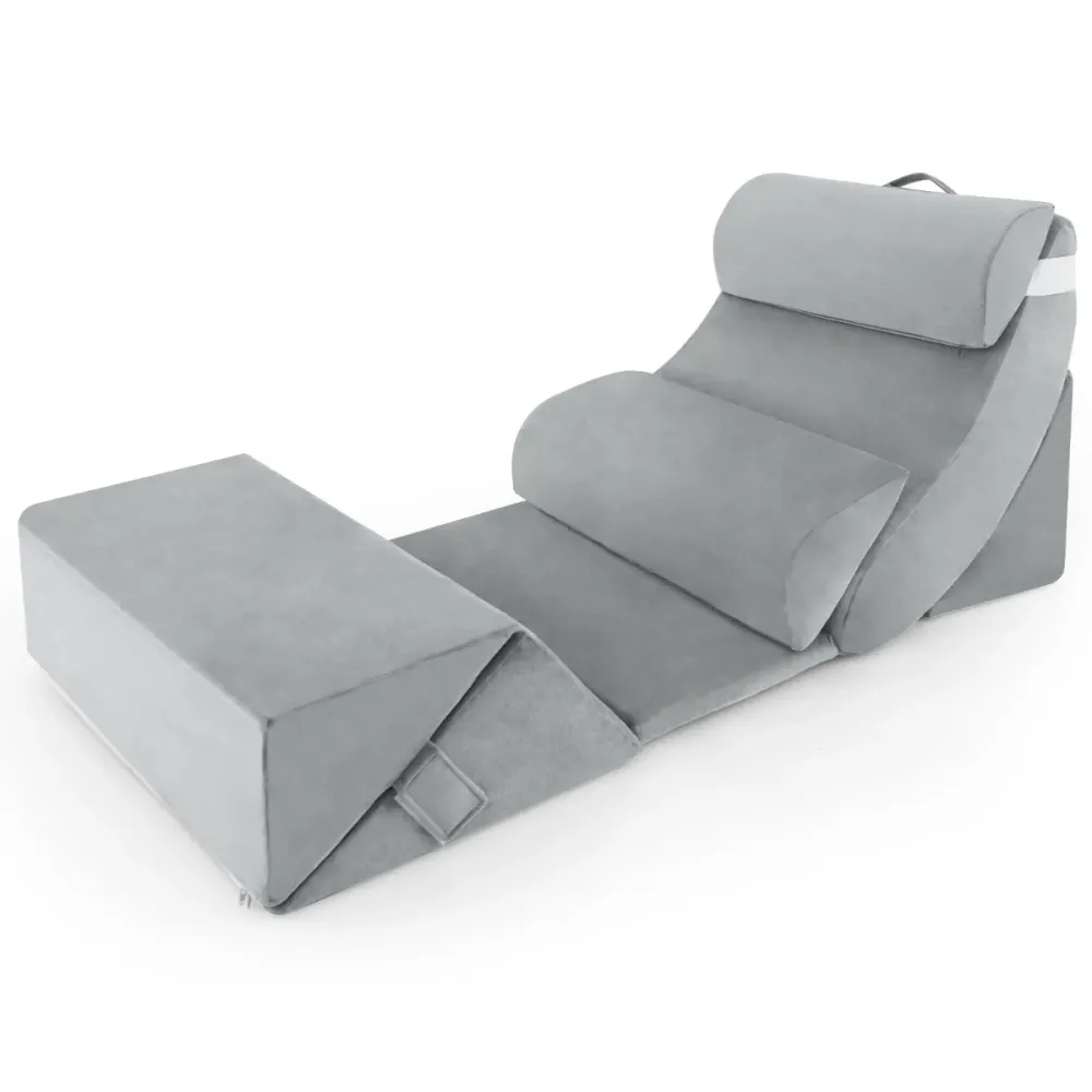 Lot de 7 oreillers compensés mousse à mémoire appuie-tête amovible coussins de lecture post-chirurgie femme enceinte gris...
