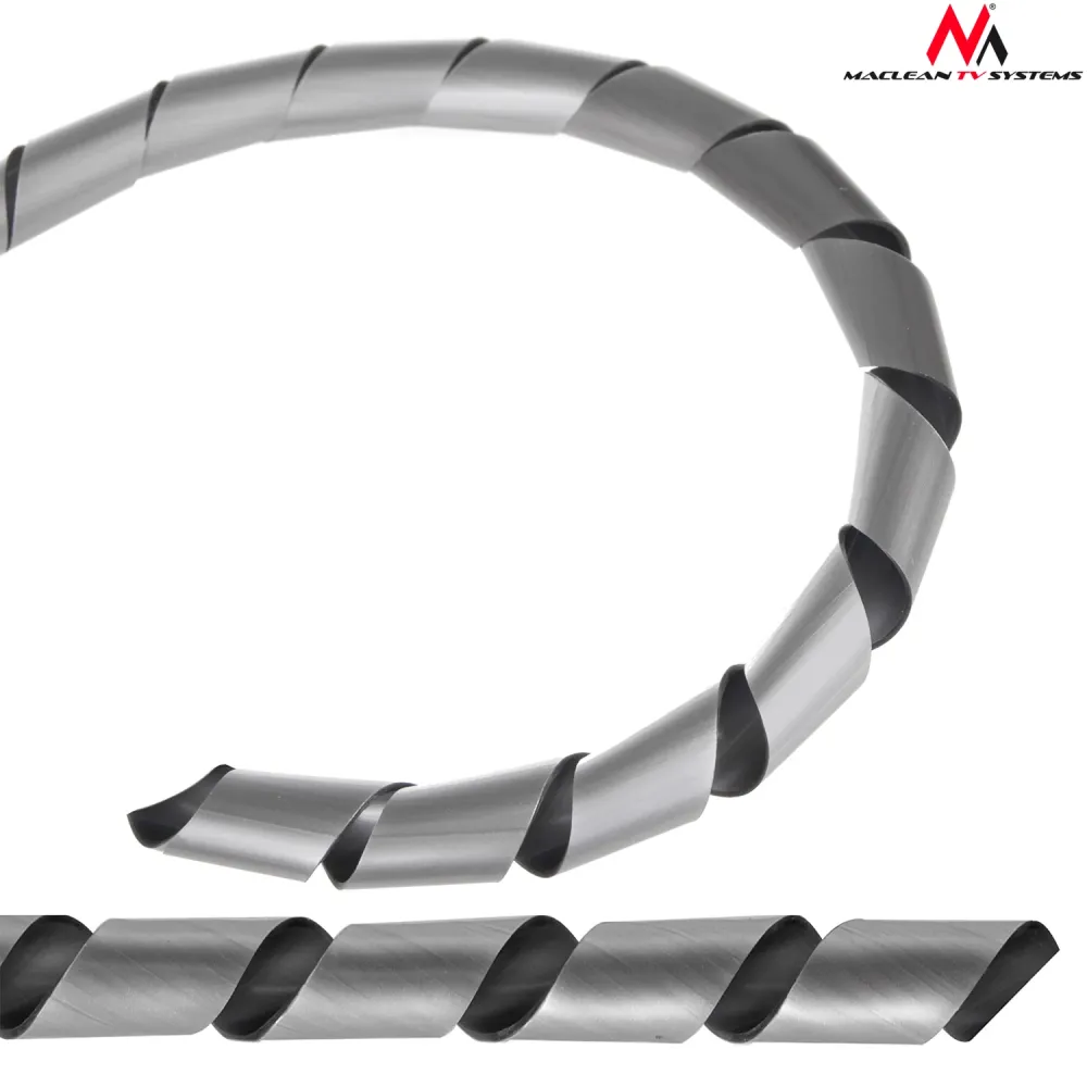 Maclean Cable Cover, Masking, (20.4*22mm), 3m, Ton argent Spiral, MCTV-687S