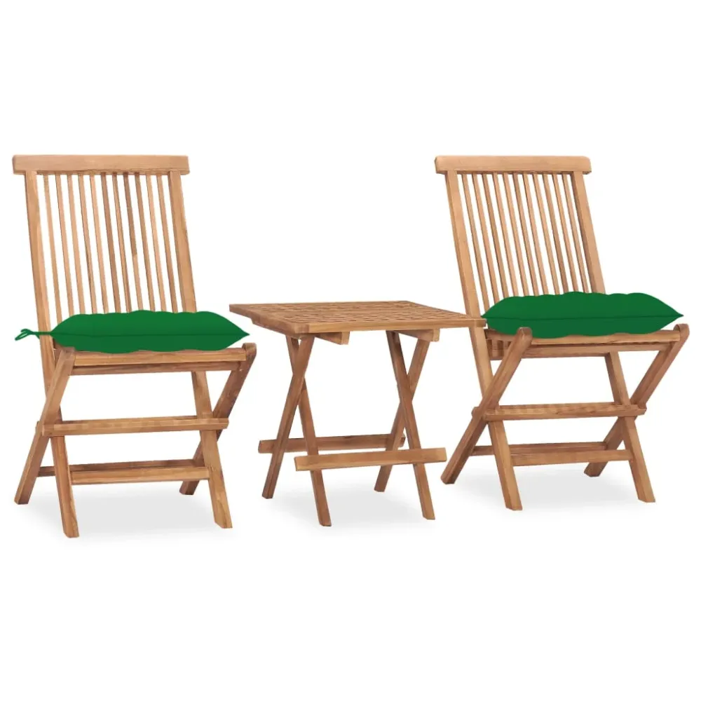 Mobilier à dîner d'extérieur pliable avec coussin 3 pièces teck 02_0014730