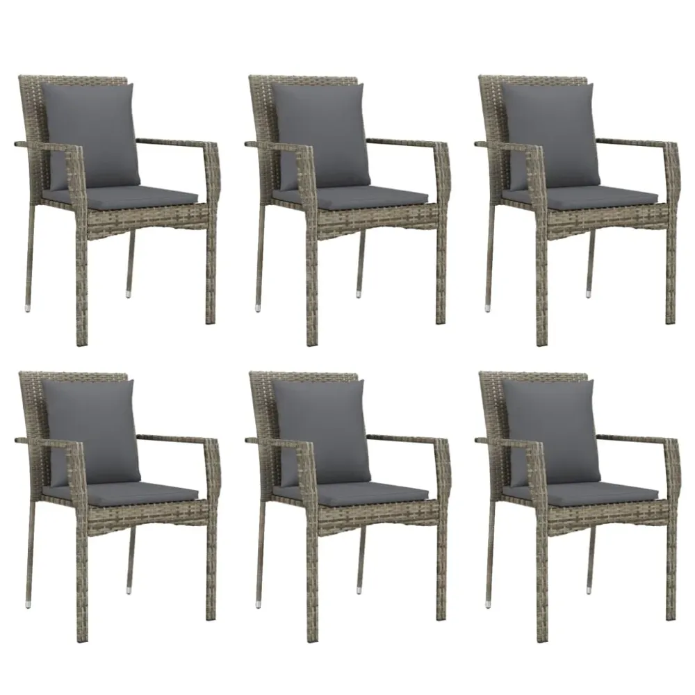 Mobilier à dîner de jardin et coussins 7 pièces gris rotin 02_0014901