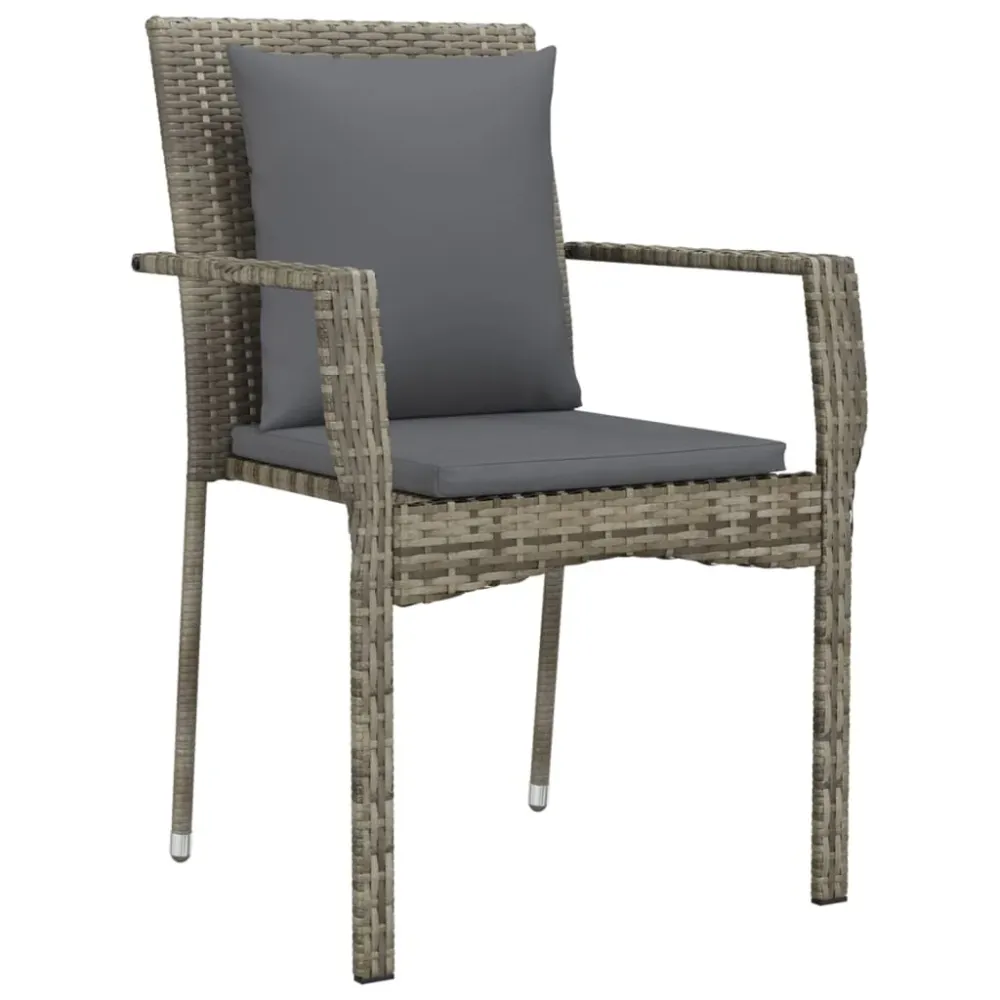Mobilier à dîner de jardin et coussins 7 pièces gris rotin 02_0014901