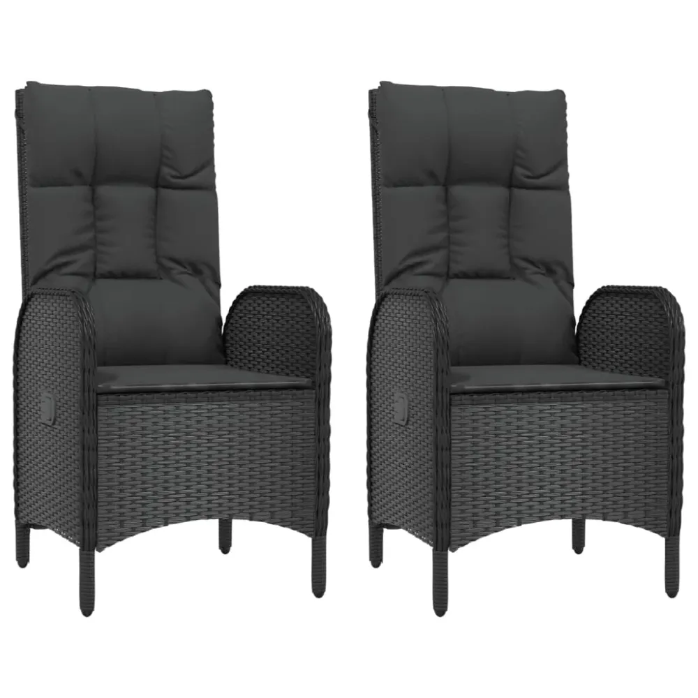 Mobilier à dîner de jardin et coussins 5 pièces noir résine tressée 02_0014882