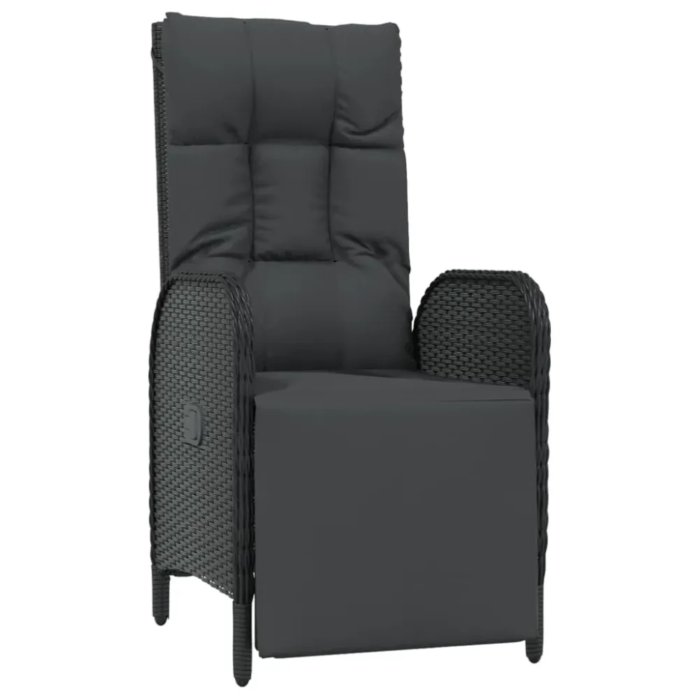 Mobilier à dîner de jardin et coussins 5 pièces noir résine tressée 02_0014882