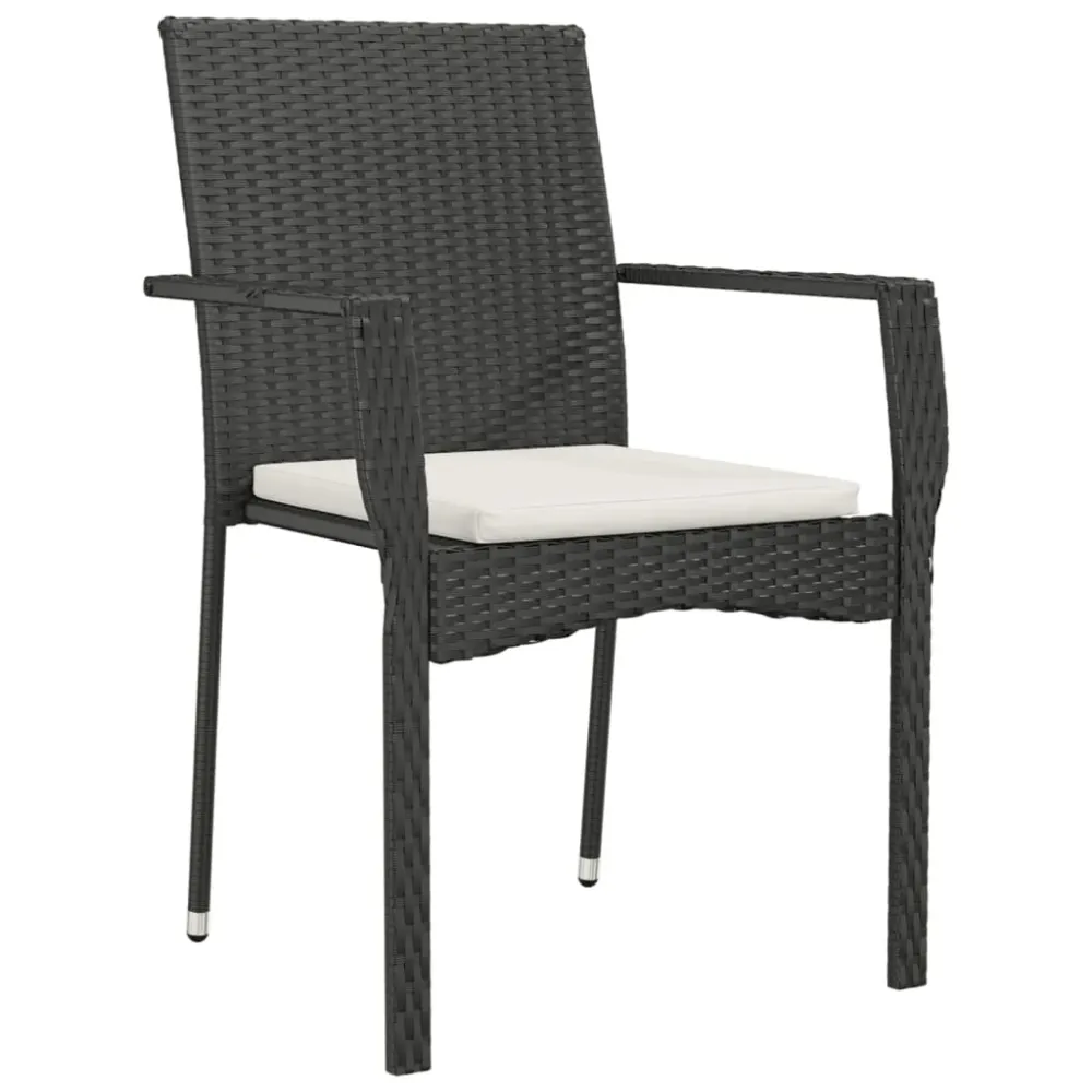 Mobilier à dîner de jardin et coussins 5 pièces noir résine tressée 02_0014886