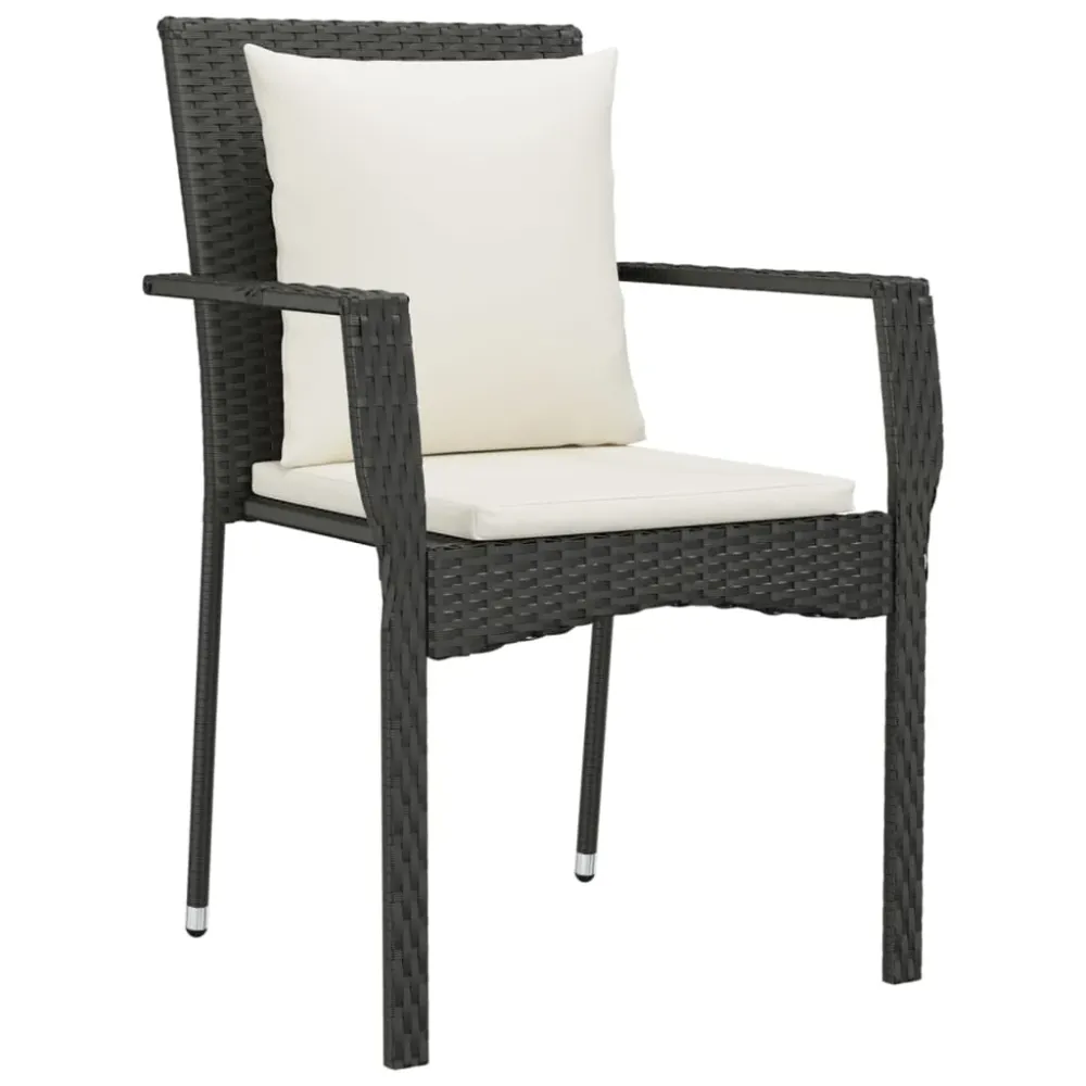 Mobilier à dîner de jardin et coussins 5 pièces noir résine tressée 02_0014884