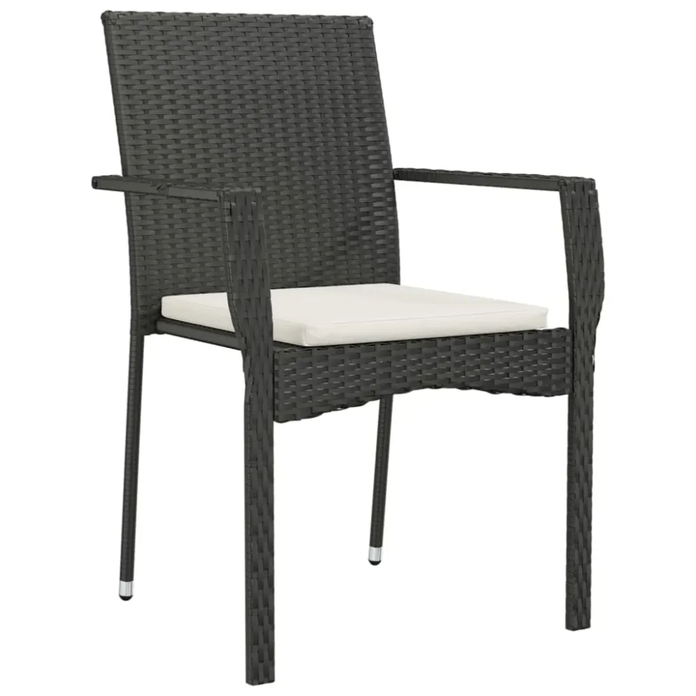 Mobilier à dîner de jardin et coussins 5 pièces noir résine tressée 02_0014885