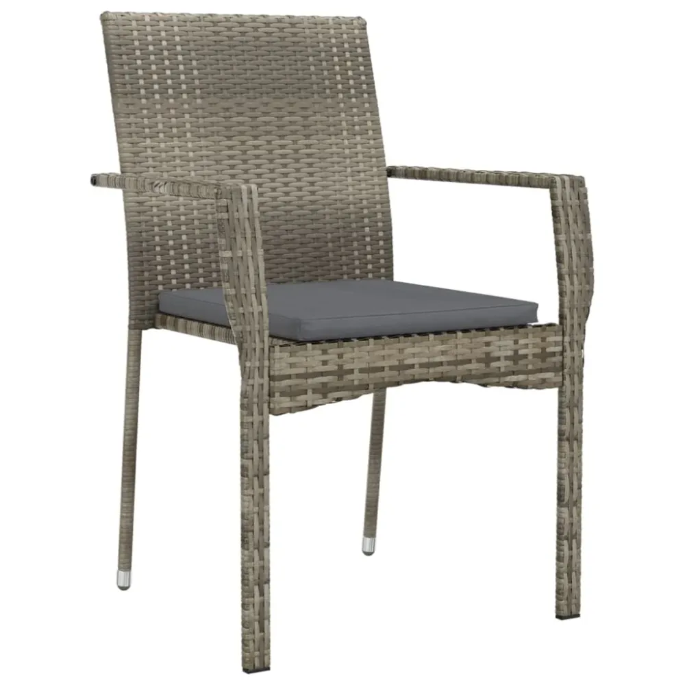 Mobilier à dîner de jardin et coussins 7 pièces noir et gris rotin 02_0014907