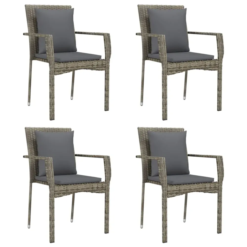 Mobilier à dîner de jardin et coussins 5 pièces noir et gris 02_0014862