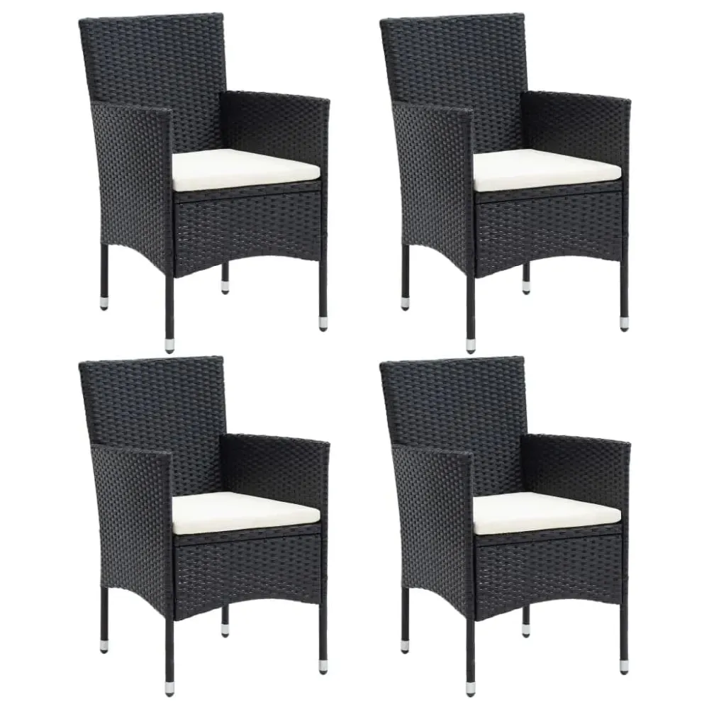 Mobilier à dîner de jardin et coussins 5 pièces résine tressée noir 02_0014893