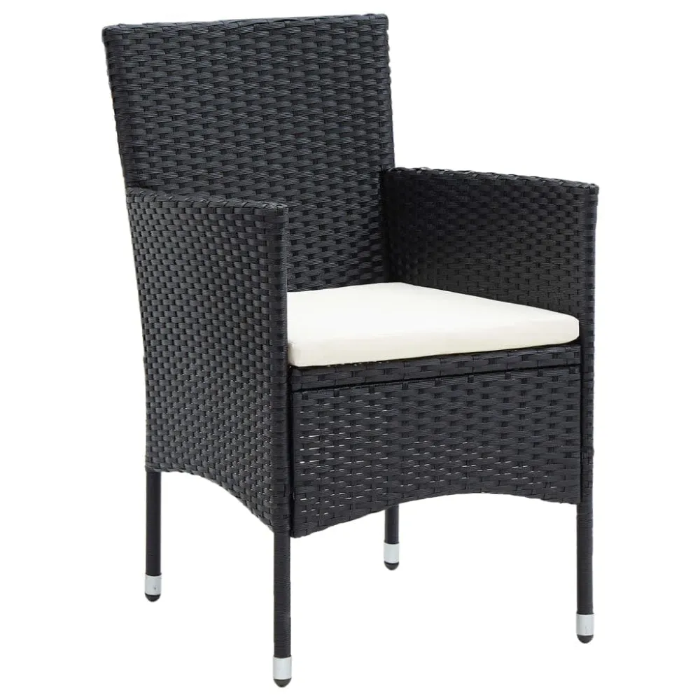 Mobilier à dîner de jardin et coussins 5 pièces résine tressée noir 02_0014893