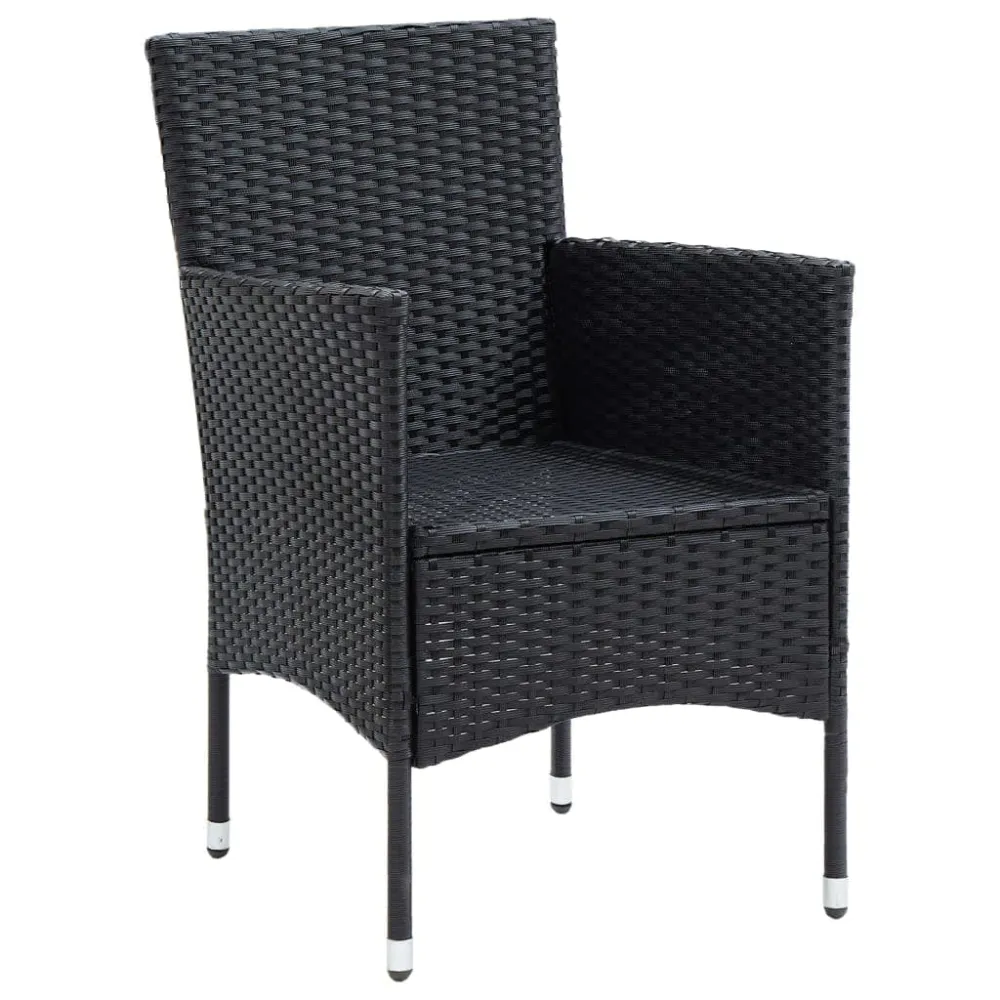 Mobilier à dîner de jardin et coussins 5 pièces résine tressée noir 02_0014893