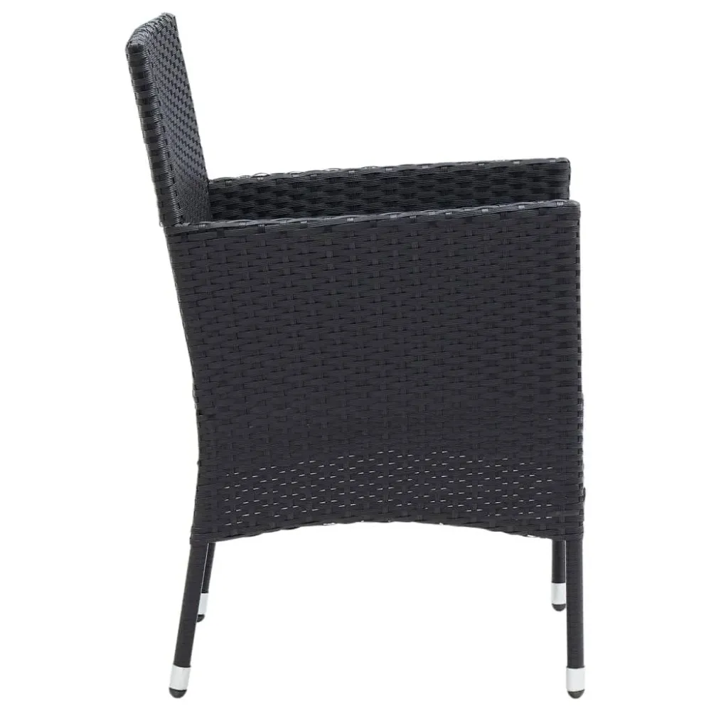 Mobilier à dîner de jardin et coussins 5 pièces résine tressée noir 02_0014893
