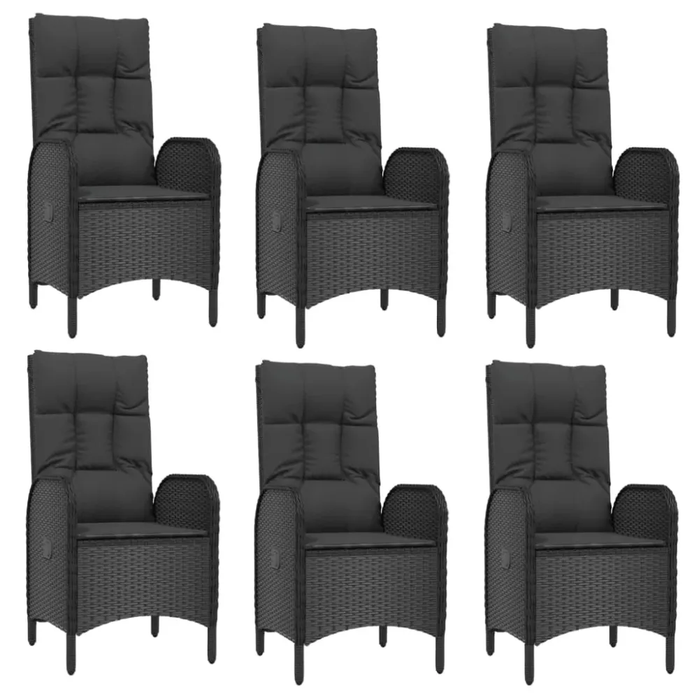 Mobilier à dîner de jardin 9 pièces et coussins noir résine tressée 02_0014837