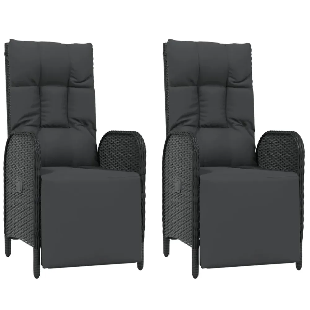 Mobilier à dîner de jardin 9 pièces et coussins noir résine tressée 02_0014837
