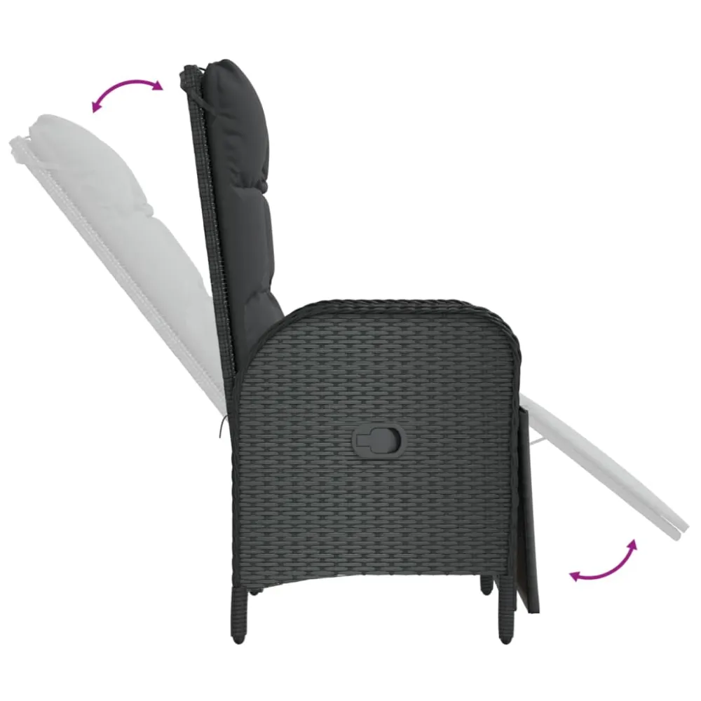 Mobilier à dîner de jardin 9 pièces et coussins noir résine tressée 02_0014837
