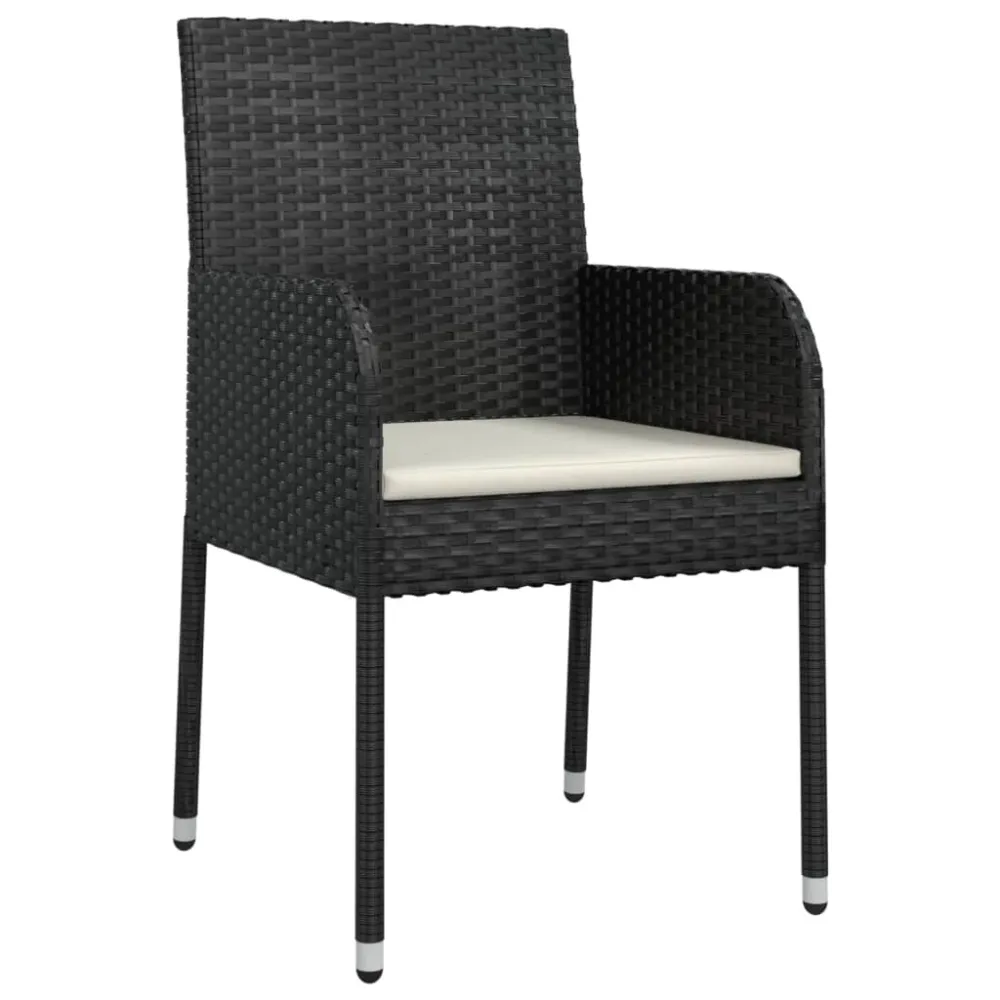Mobilier à dîner de jardin 9 pièces et coussins noir résine tressée 02_0014841