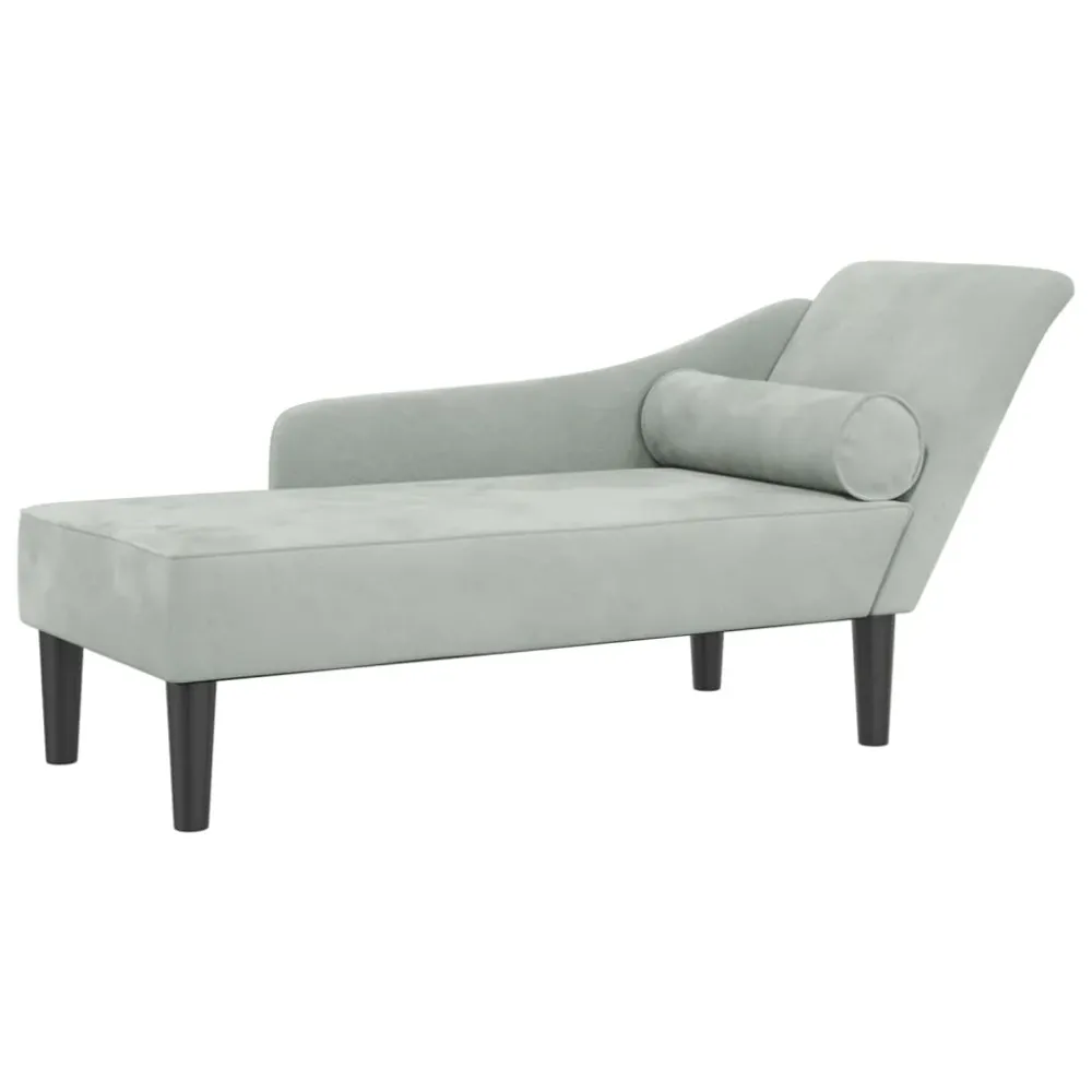 Méridienne chaise longue canapé pour intérieur avec coussins en velours gris manifeste DEC026076