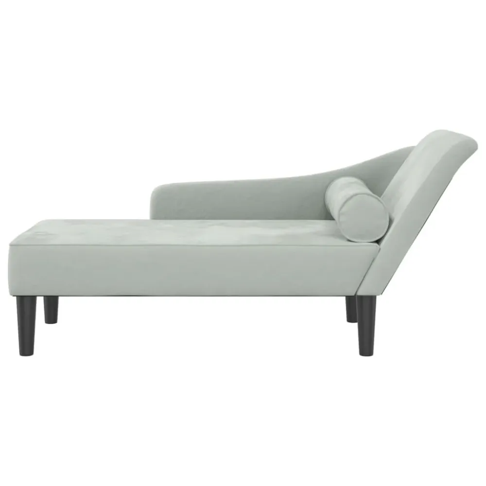 Méridienne chaise longue canapé pour intérieur avec coussins en velours gris manifeste DEC026076