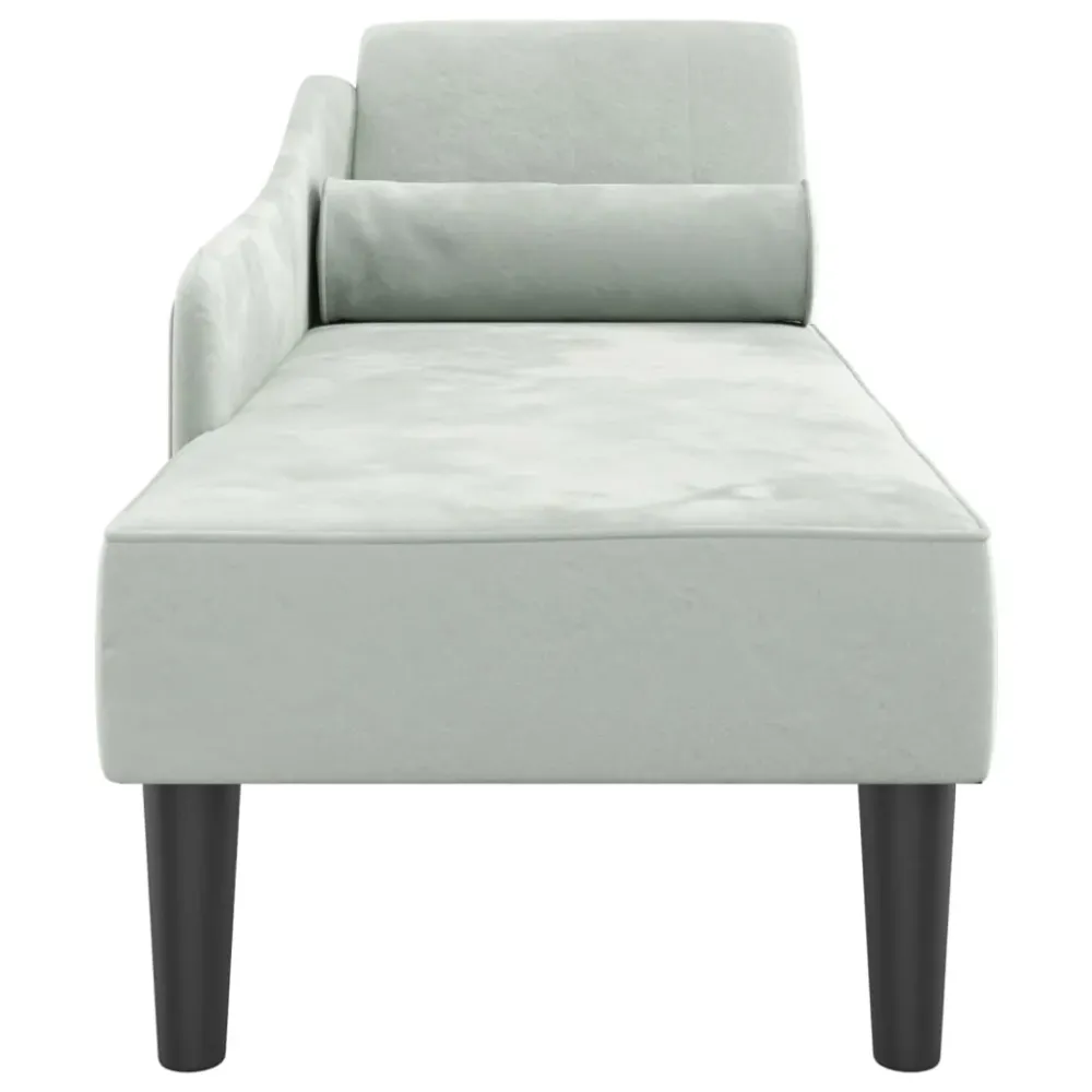Méridienne chaise longue canapé pour intérieur avec coussins en velours gris manifeste DEC026076