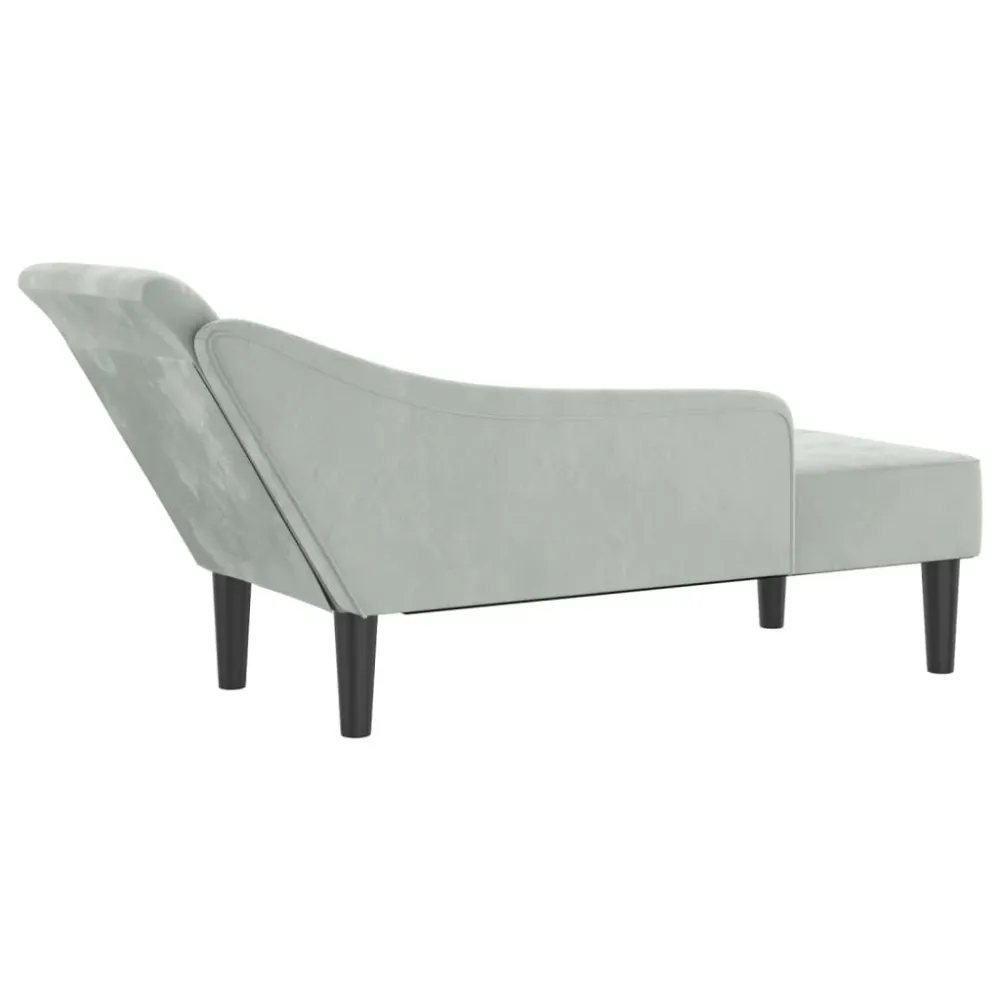 Méridienne chaise longue canapé pour intérieur avec coussins en velours gris manifeste DEC026076