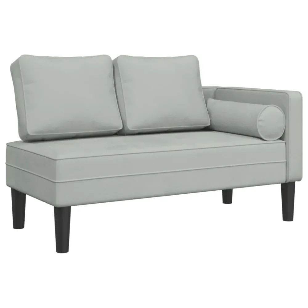 Méridienne chaise longue canapé pour intérieur avec coussins en velours gris évident DEC026075