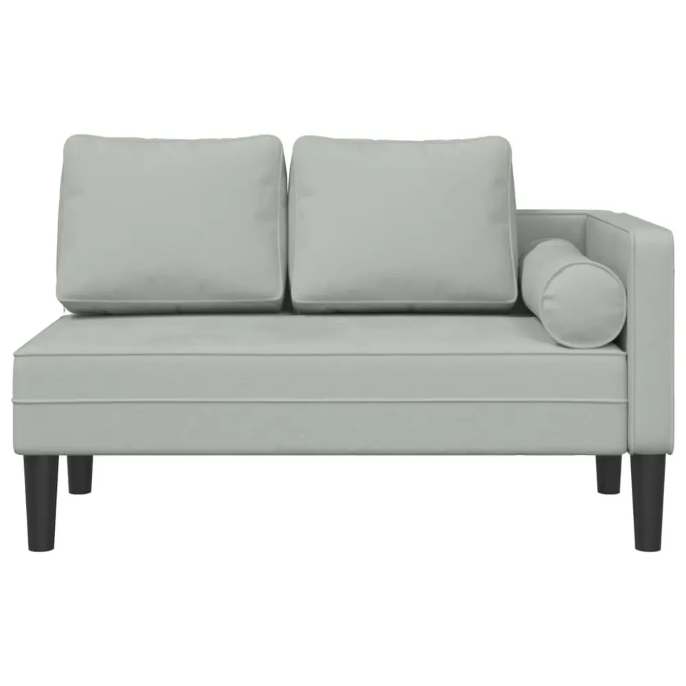Méridienne chaise longue canapé pour intérieur avec coussins en velours gris évident DEC026075