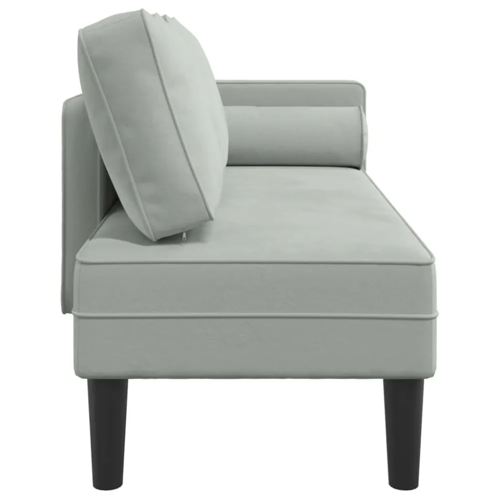 Méridienne chaise longue canapé pour intérieur avec coussins en velours gris évident DEC026075
