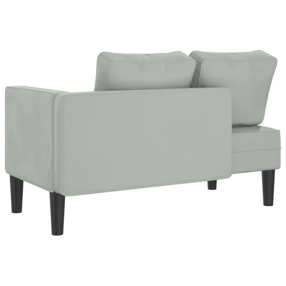 Méridienne chaise longue canapé pour intérieur avec coussins en velours gris évident DEC026075