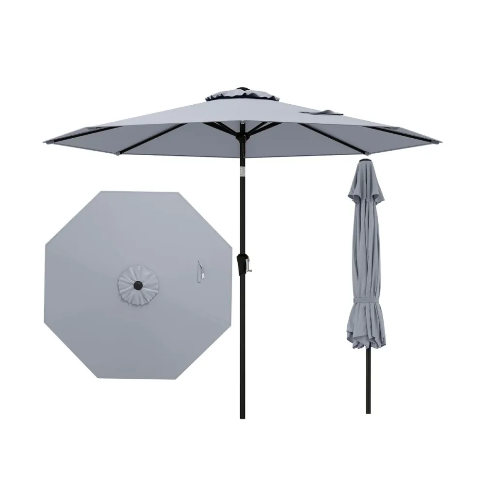 Parasol de patio 270 x 270 x 240 cm inclinaison facile structure solide finition gris 20_0012983