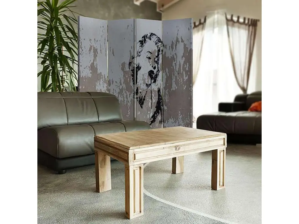 Paravent portrait d'une femme sur le mur 4 volets - 145 x 180 cm - 2 faces R° V° + rotation 360°